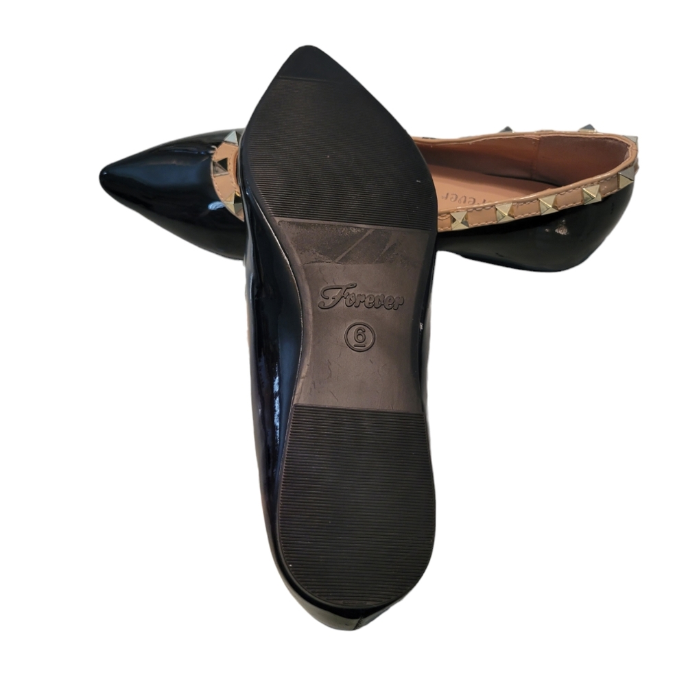 Forever Womens Poited Flat Black Shoes Size 6.5 - Picture 5 of 6